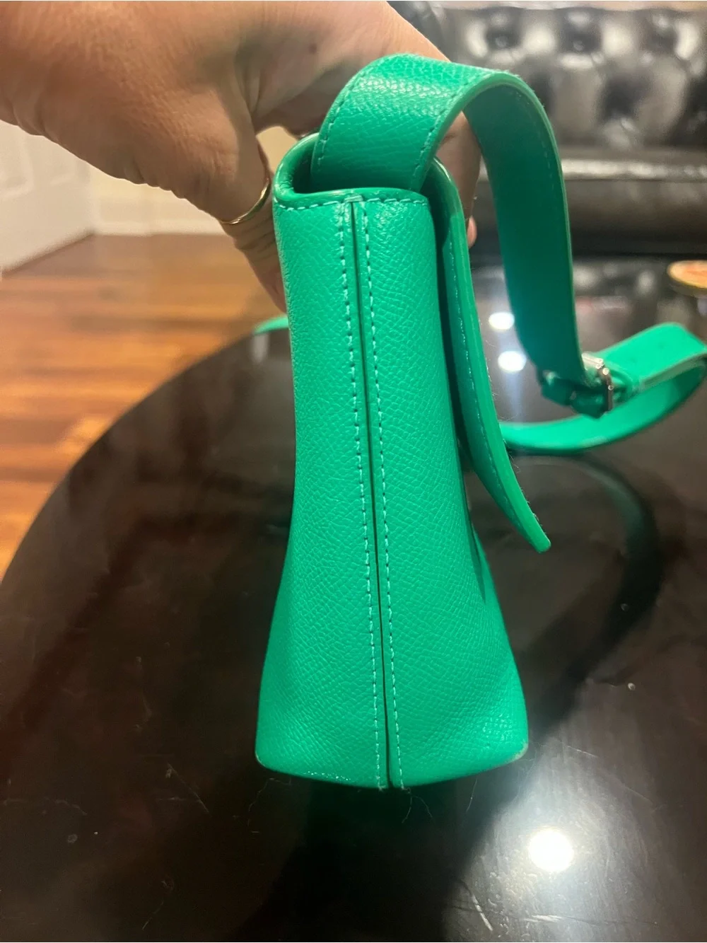 Balenciaga Emerald Green Leather 'B' Logo Crossbody Bag